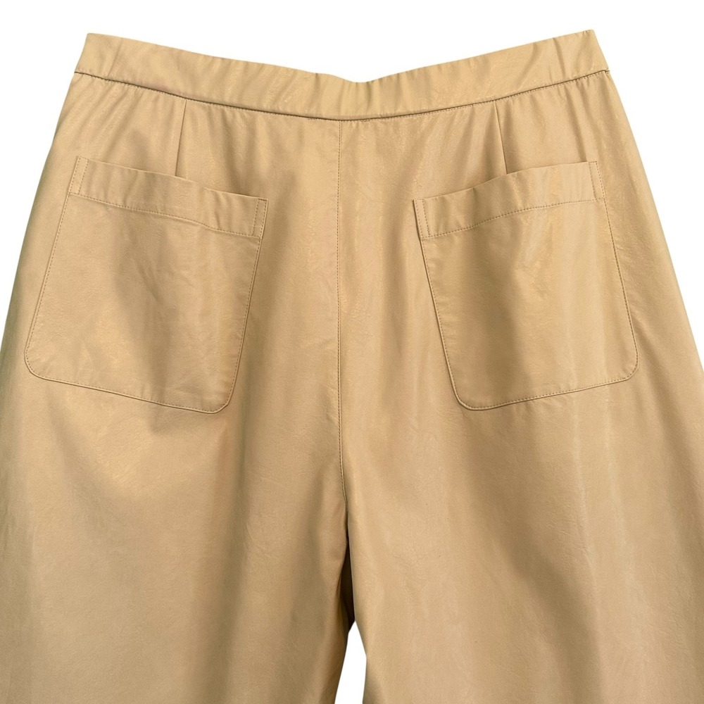 Tyler Boe Peyton Pleather Pants Wide‎ Leg Crop Faux Leather Womens 10 Tan - Picture 14 of 15